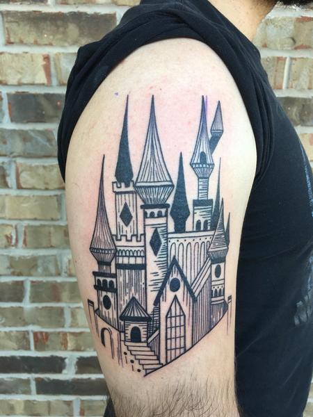Tattoos - Blackwork castle - 131174